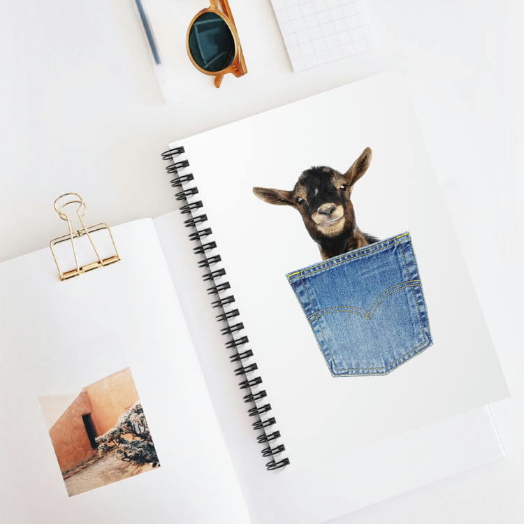 Spiral Notebook Funny Graphic Pocket Baby Goats Animal Men Women  Goats School Pocket Bab Husband