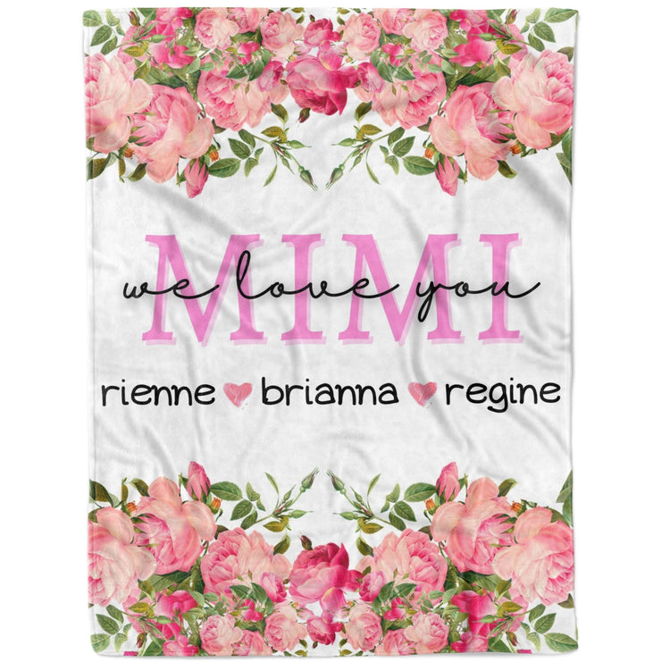 Custom Floral Names Blanket For Grandma