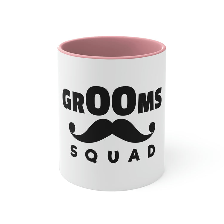 11oz Accent Coffee Mug Colors Funny Groom Squad Wedding Bachelors Mustache Wedding  Grooms Bridal Engagement Fiance