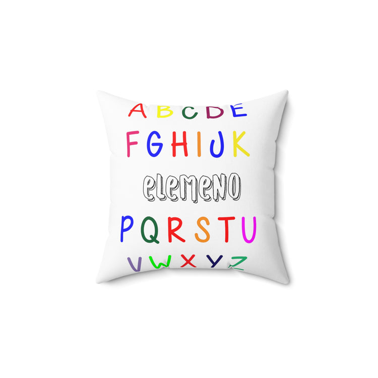 Funny Alphabet Kids Elemeno A to Z Teacher Spun Polyester Square Pillow