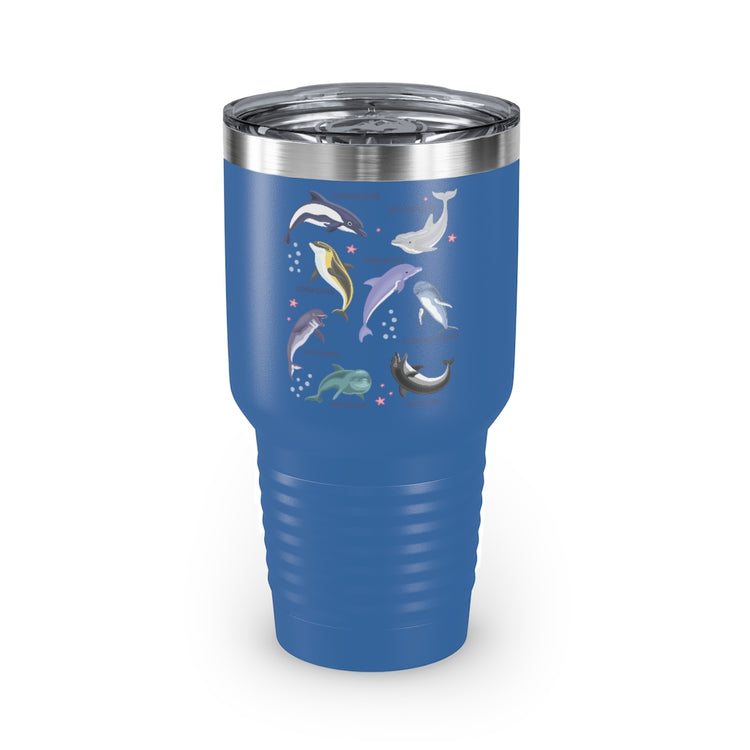 30oz Stainless Steel Tumbler Colors Inspirational Environmentalism Dolphin Illustration Gags Motivational