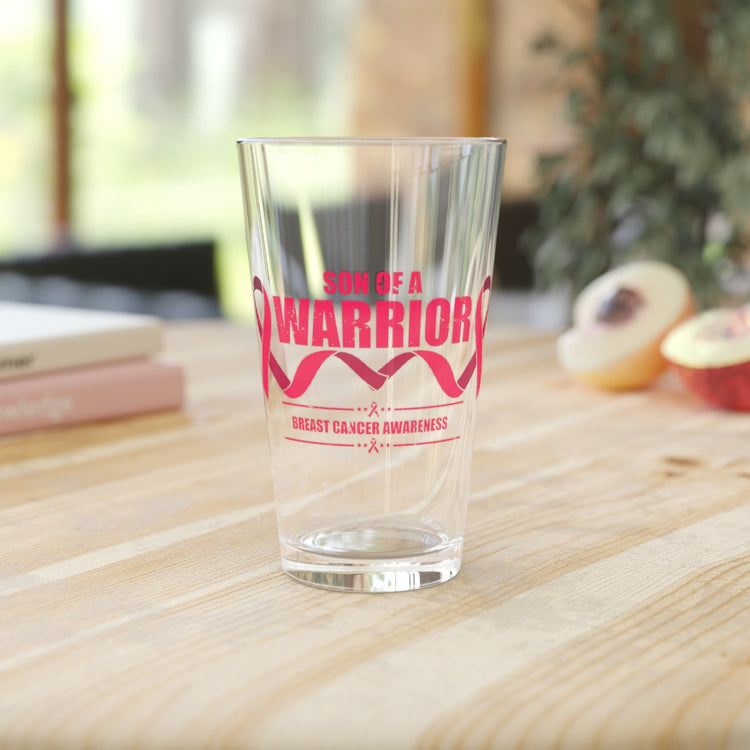 Beer Glass Pint 16oz  Humorous Breast Cancer Awareness Supportive Encouraging Novelty Carcinoma