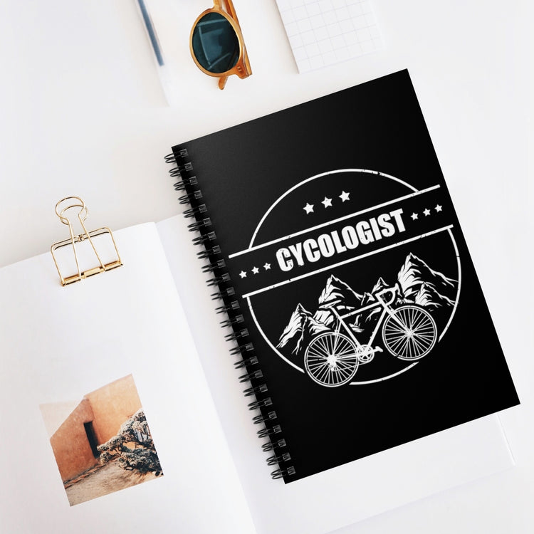 Spiral Notebook Funny Cycologist Mountain Bike Two Wheels Pedals Racing  Competition Bicyclist Bicycle Fixie Riding