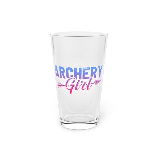 Beer Glass Pint 16oz  Humorous Archeress Bowman Toxolophite Markswoman Enthusiast Novelty Bow Arrows