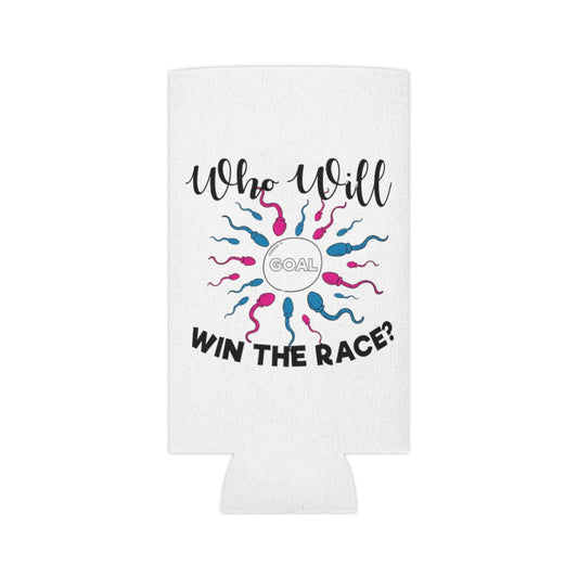 Beer Can Cooler Sleeve   Who Will Win The Race Funny Gender Announcement