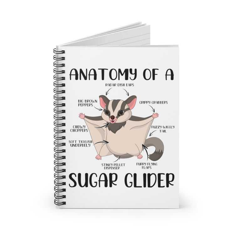 Spiral Notebook   Hilarious Anatomy Of Glider Furry Mammal Pets Enthusiast Gliding Exotic Pet