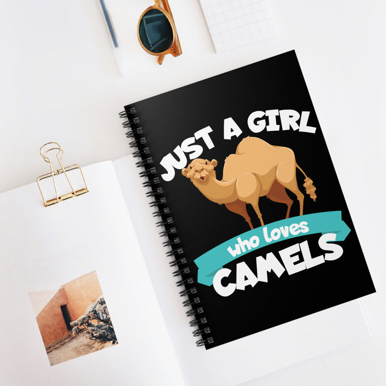 Novelty Just A Girl Who Loves Camels Travel Tee Shirt Gift | Funny Deserts Leisure Graphic Men Women T Shirt Spiral Notebook - Ruled Line