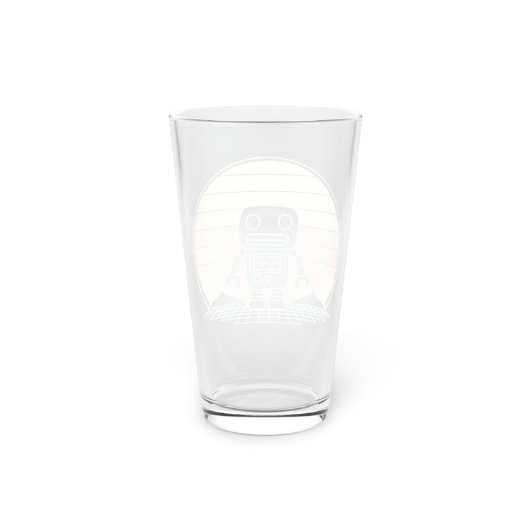 Beer Glass Pint 16oz Humorous Old-Fashioned Automated AI Machines Hilarious Nostalgic Robot Lover