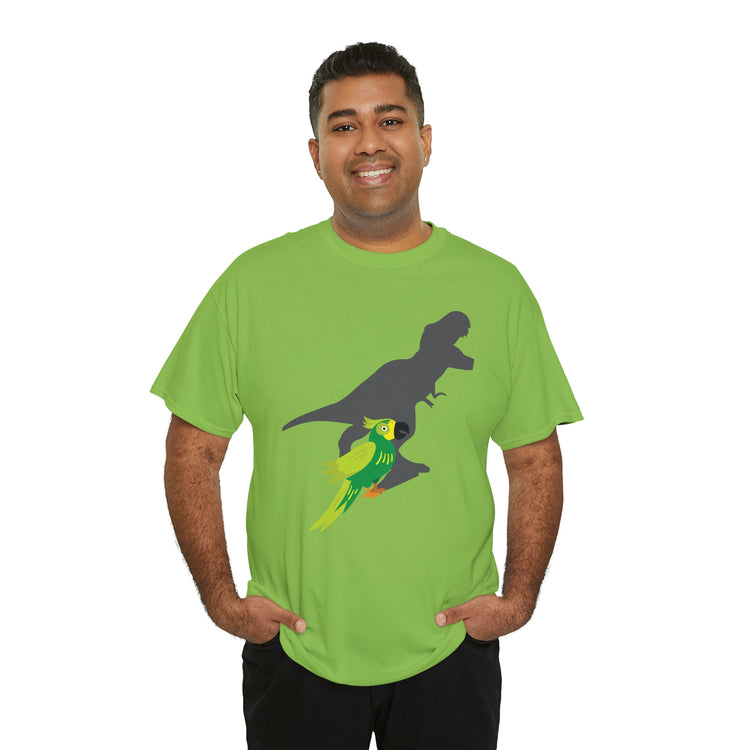 Shirt Funny Screaming Parrot Courageous Dinos Cockatiel Bird Dinosaur Animal Comical T-Shirt Unisex Heavy Cotton Tee