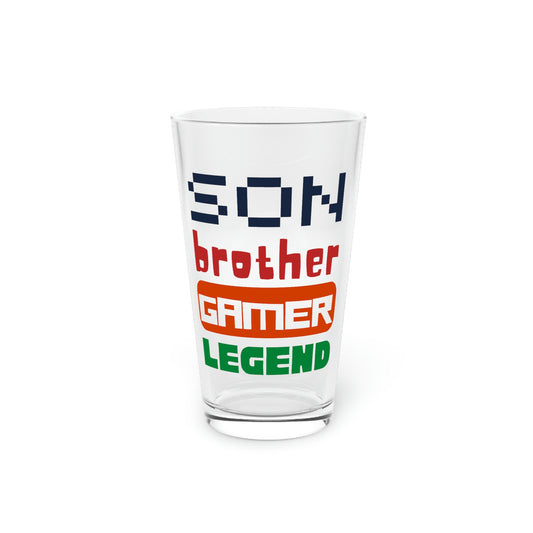 Beer Glass Pint 16oz Hilarious Sayings Son Brother Gamer Legend Hobby Sarcasm Novelty Women Men Sayings