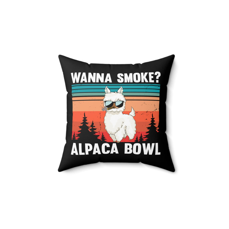 Hilarious Retro Climbing Alpaca Llama Guanaco Enthusiast  Humorous Vintage Mountaineering Hiking Lover Pun Spun Polyester Square Pillow