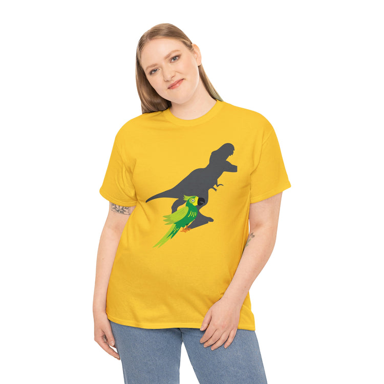 Shirt Funny Screaming Parrot Courageous Dinos Cockatiel Bird Dinosaur Animal Comical T-Shirt Unisex Heavy Cotton Tee