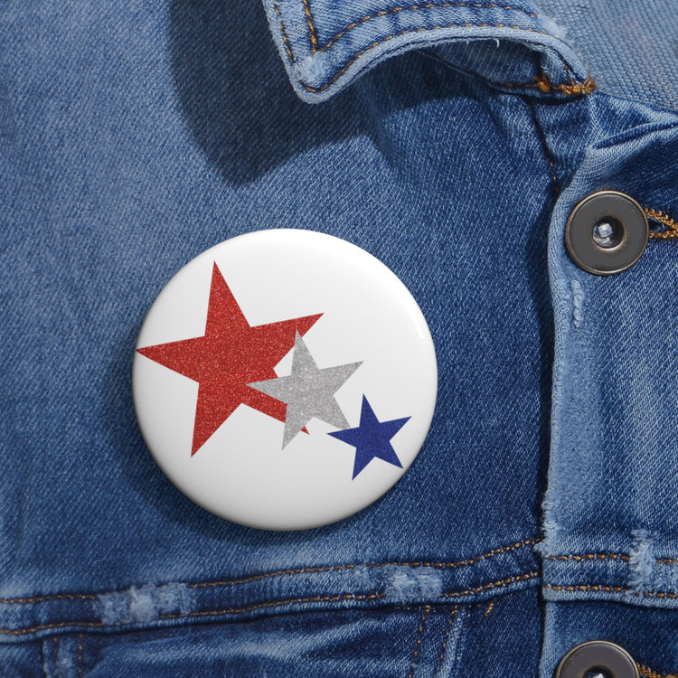 Three Stars Fourth Of July Custom Pin Buttons