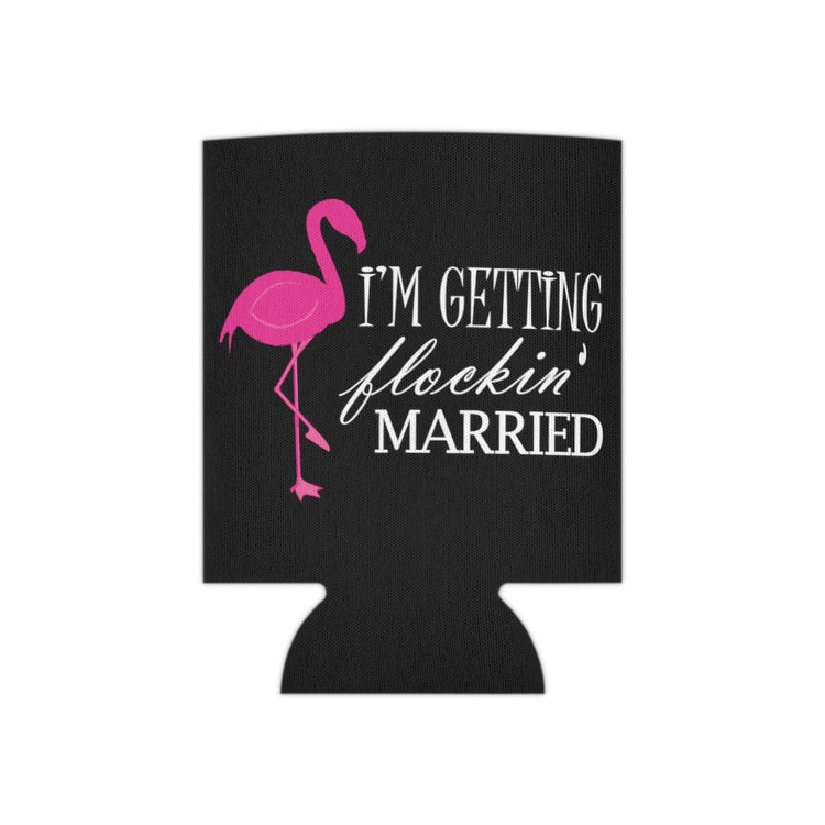 Beer Can Cooler Sleeve Humorous Bridal Entourages Flamingoes Illustration Puns Hilarious Bridesmaids