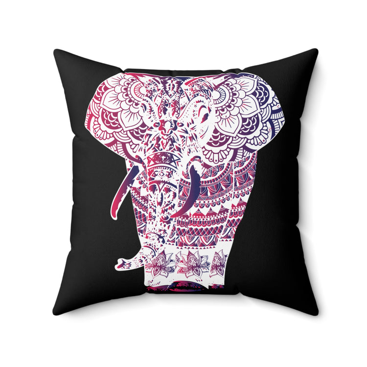 elephant mandala project Ornate Art Style Spun Polyester Square Pillow