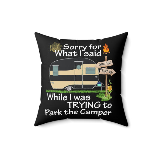 Humor Trailer Camper Family Wilderness Trip Spun Polyester Square Pillow