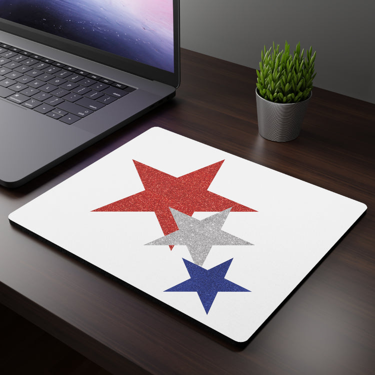 Three Stars Fourth Of July Rectangular Mouse Pad