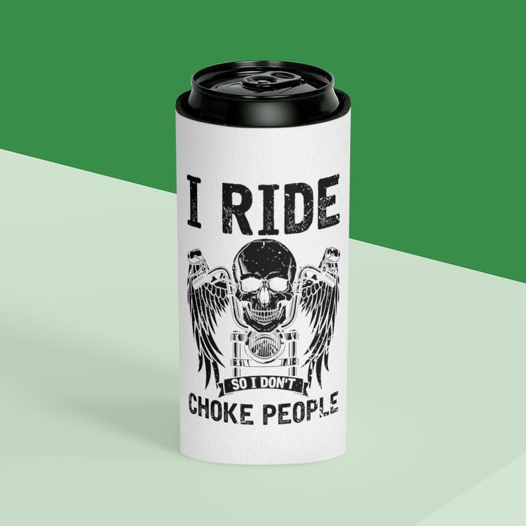 Beer Can Cooler Sleeve Vintage Skulls Illustration Motorcyclists Sarcastic Saying Retro Cyclists