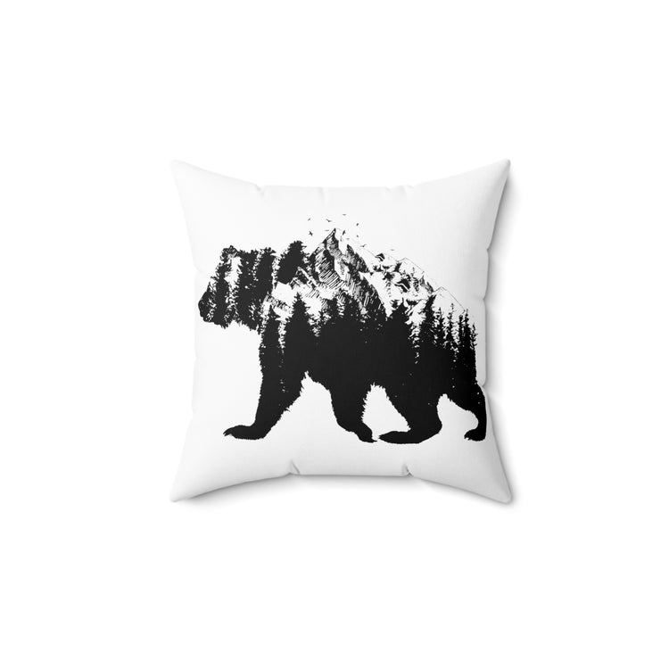 Bear National Park For Camping Hiking Travel Spun Polyester Square Pillow