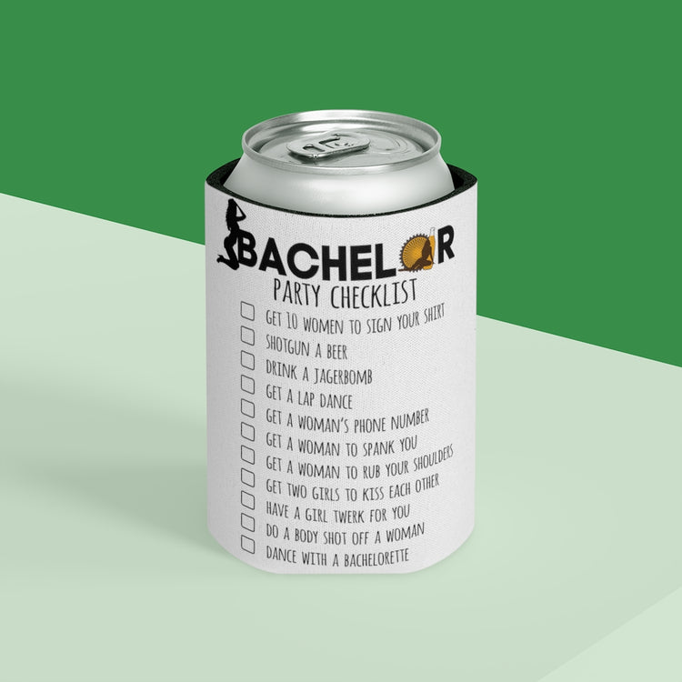 Beer Can Cooler Sleeve  Novelty Bachelors Funny Bridal Marriage Checklist Bride Humorous Engagement