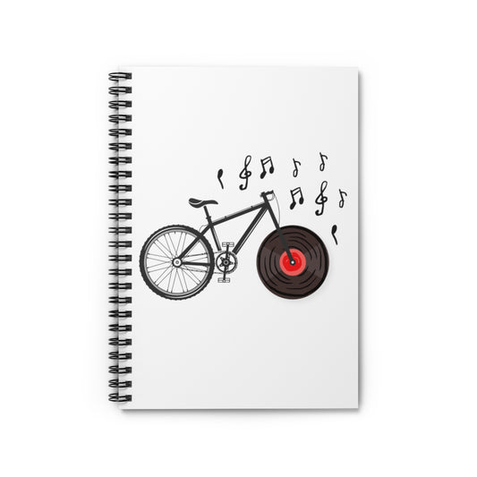 Spiral Notebook Hilarious Riding Bicyclist Old-Fashioned Sounds Novelty Biker Recorder Playing Men Women