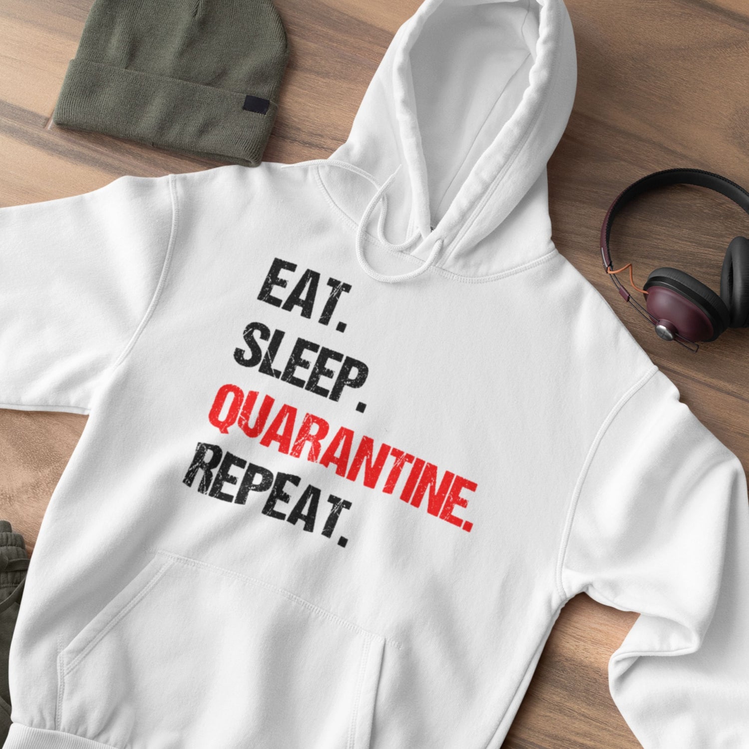 Eat Sleep Quarantine Repeat Trendy Men Women Hoodie Sweatshirt - Teegarb