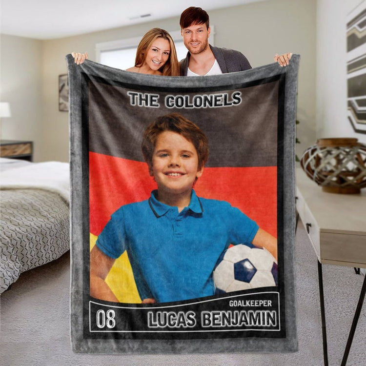Personalized Soccer Trading Card Blanket