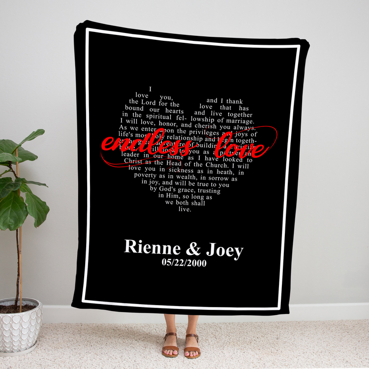 Personalized Mr Mrs Wedding Vows Blanket
