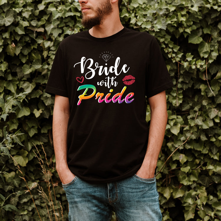 Humorous LGBTQ Bridal Appreciation Statements Graphic Puns Hilarious Supportive Bridesmaid Illustration Quote Black Shirt / White Print for