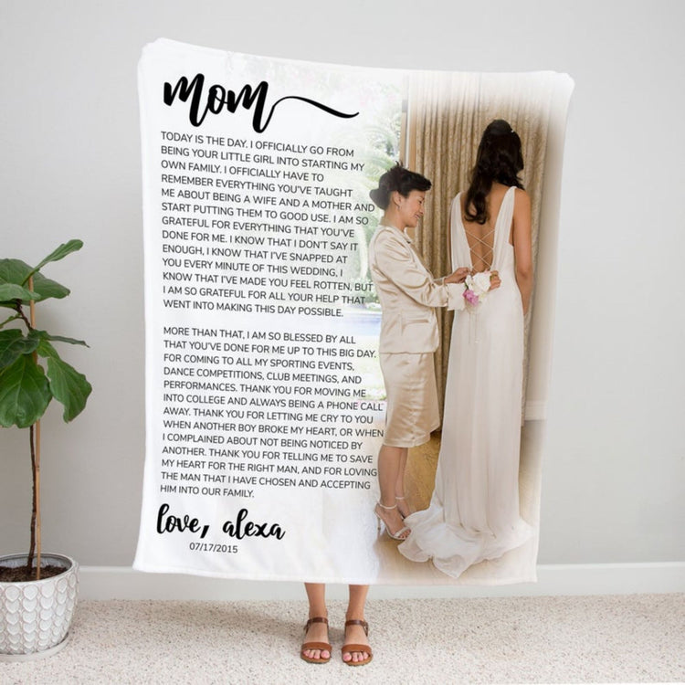 Custom Mother Of The Bride Photo Letter Blanket