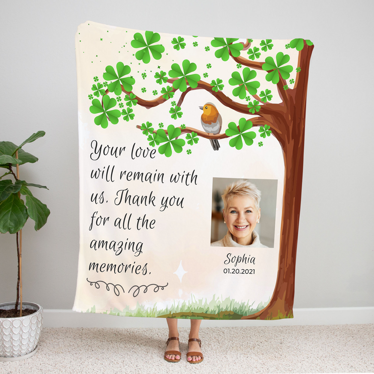 Personalized Photo Name Quote Memorial Blanket
