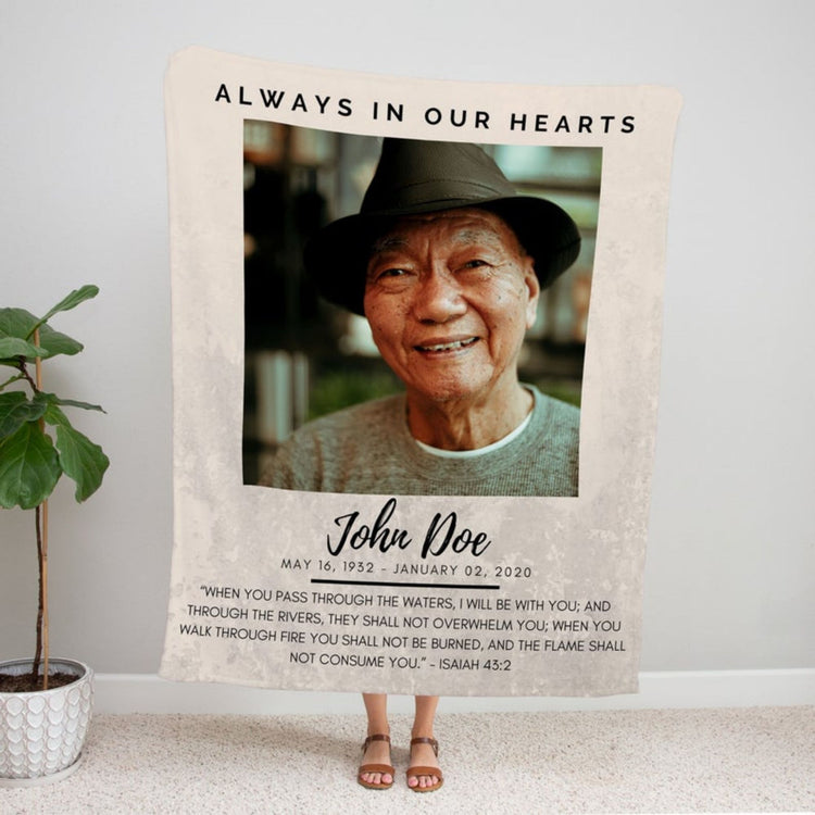Personalized Memorial Photo Name Quote Blanket