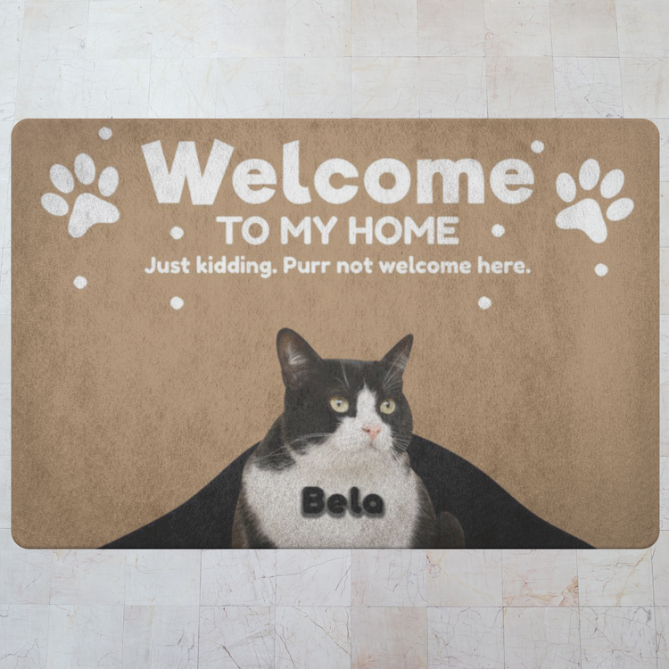 Personalized Front Porch Text Cat Door Mat