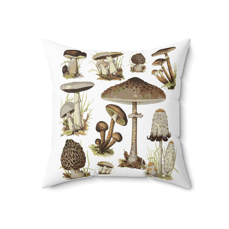 Mushroom Hunting Botanical Spun Polyester Square Pillow