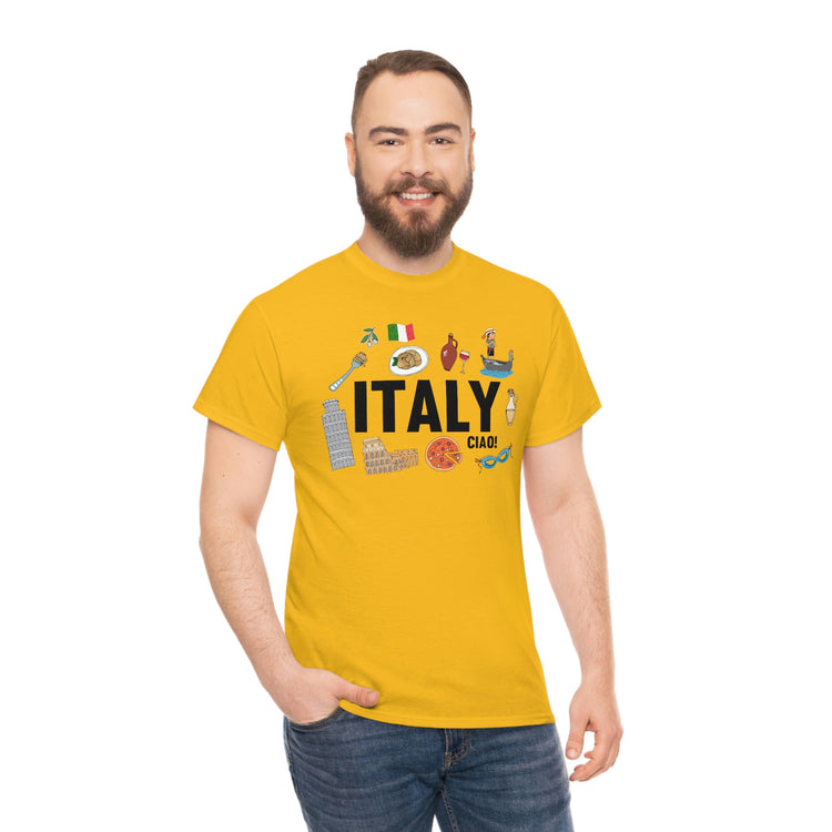 Hilarious Italia Cultural Civilization Nationalism Lover Novelty Society Patriotic Patriotism Enthusiast Unisex Heavy Cotton Tee