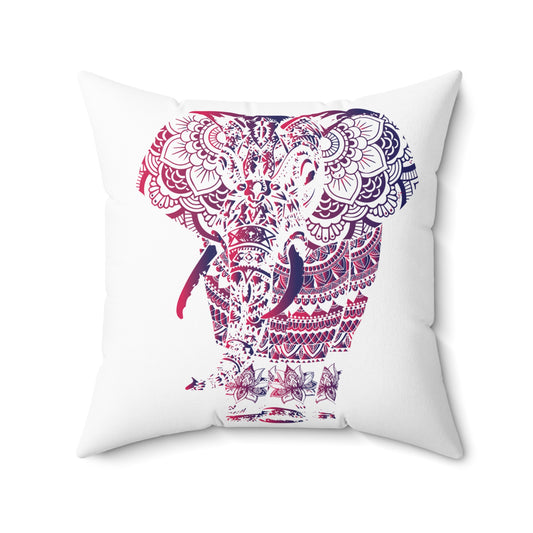 elephant mandala project Ornate Art Style Spun Polyester Square Pillow