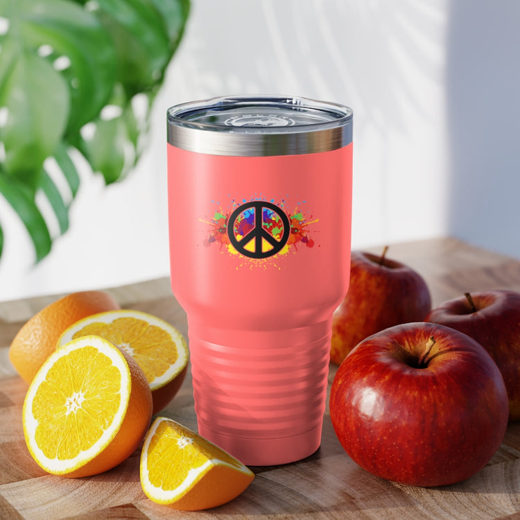 30oz Tumbler Stainless Steel  Colors Hilarious Paint Peace Hipsters Sign Illustration Gags Humorous Splattered