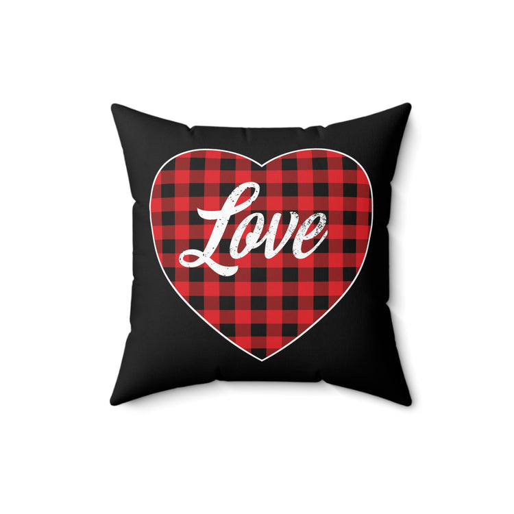 buffalo plaid heart 2 Spun Polyester Square Pillow