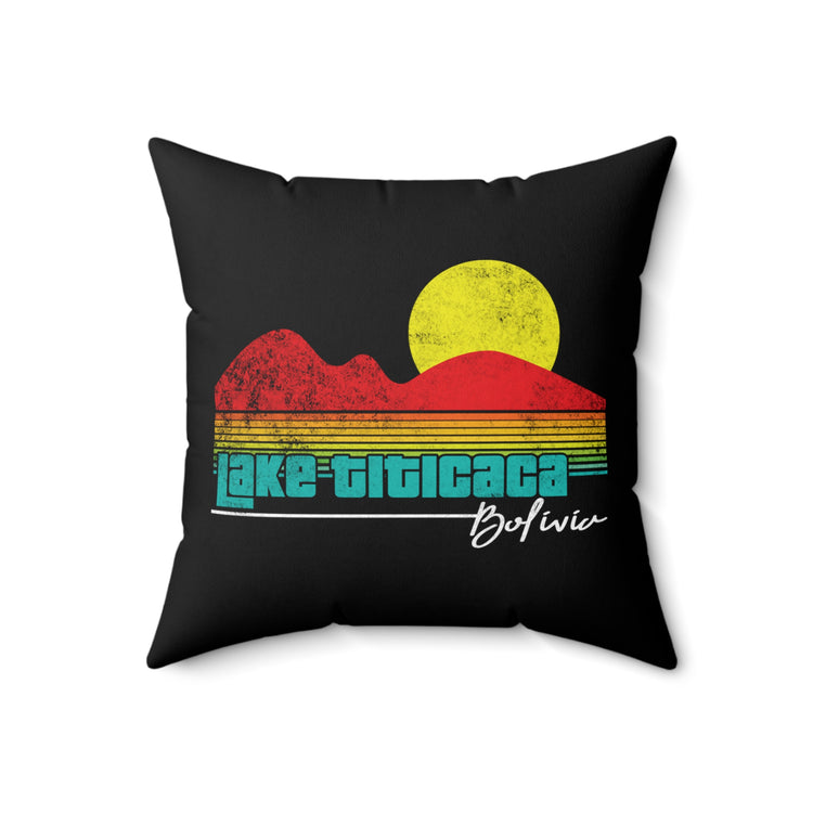 Retro Lake Titicaca Bolivia Ocean Graphic Vintage Island Hopping Chillin' Men Women T Shirt Spun Polyester Square Pillow