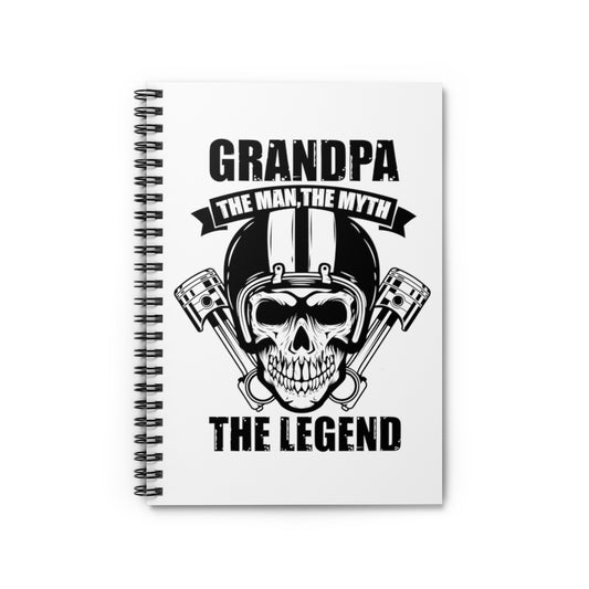 Spiral Notebook Vintage Granddads Motorcycling Enthusiasts Illustration Gag Humorous Skulls Graphic Driving Puns