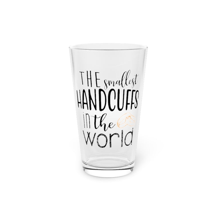 Beer Glass Pint 16oz The smallest handcuffs in the world Wedding Gift Engagement Party Bachelor