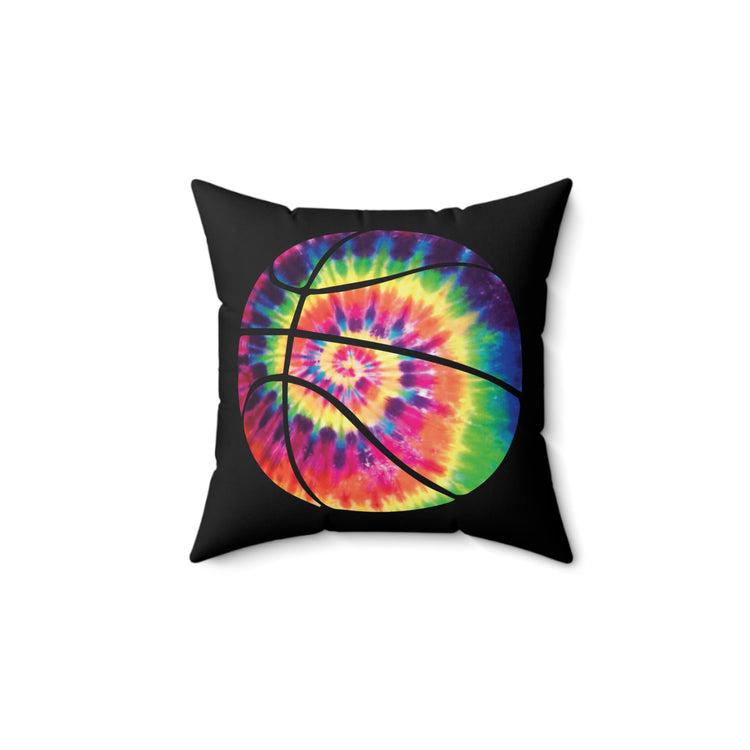 Classic Retro Basket Ball Colorful Spun Polyester Square Pillow