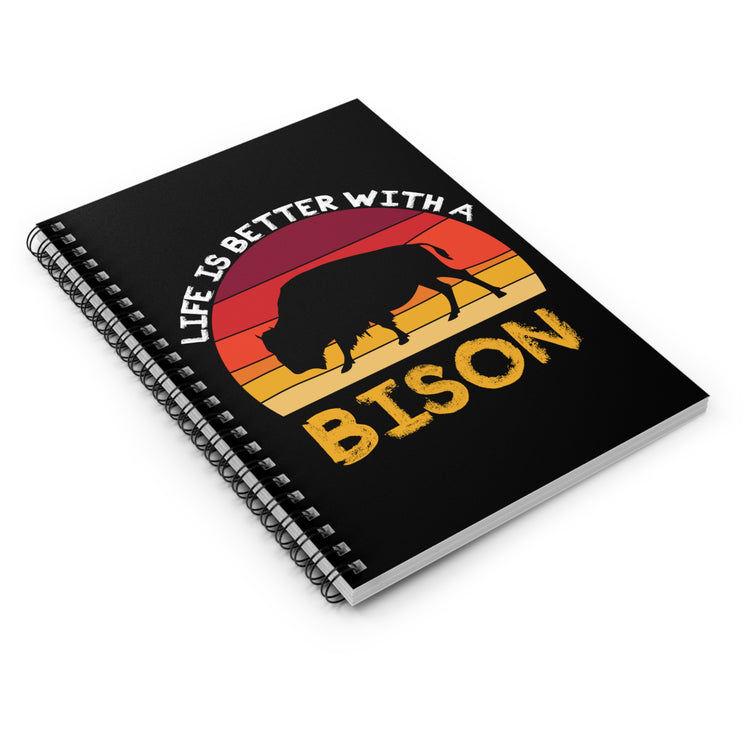 Vintage Calves Make Our Lives Greater Graphic Tee Shirt Gift | Retro Plains Bison's Silhouette Men Women T Shirt Spiral Notebook - Ruled Line