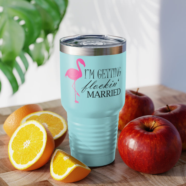 30oz Tumbler Stainless Steel Colors  Humorous Bridal Entourages Flamingoes Illustration Puns Hilarious Bridesmaids