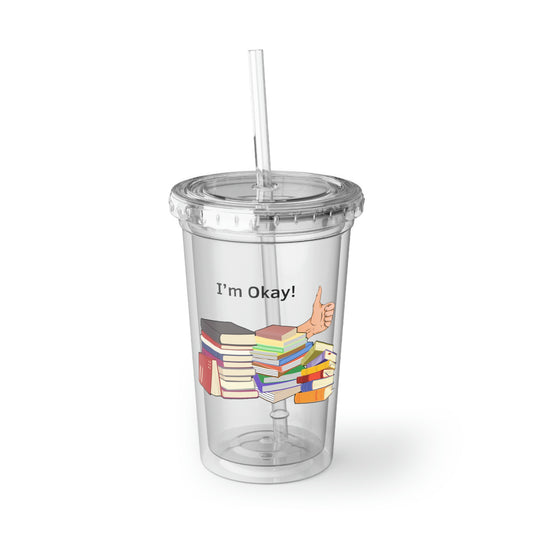 16oz Plastic Cup Humorous Bookworms Book Lovers Illustration Puns Hilarious Bookish Devotees Librarians Graphic