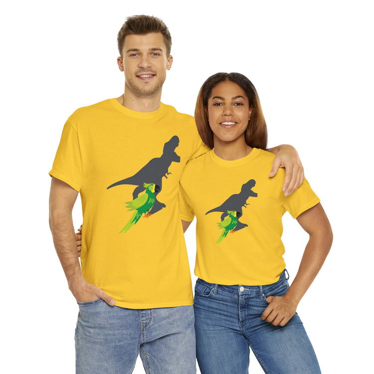 Shirt Funny Screaming Parrot Courageous Dinos Cockatiel Bird Dinosaur Animal Comical T-Shirt Unisex Heavy Cotton Tee