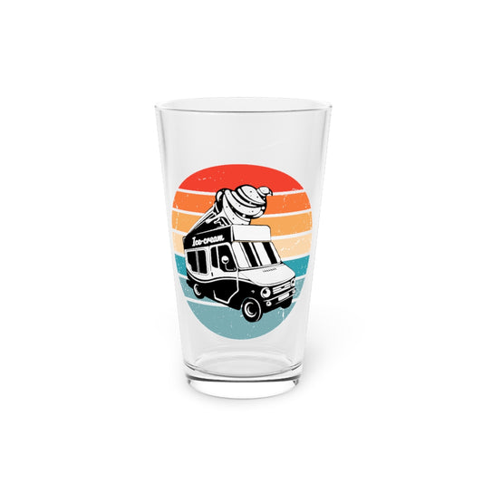 Beer Glass Pint 16oz  Hilarious Old-Fashioned Nostalgic Automobiling Sweets Van Humorous Soft-Serve Commercial Truck Enthusiast