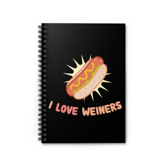 Spiral Notebook  Humorous Daschund Dog Owner Humor Funny Love Weiners Smoked Sausage Graphic Men Women