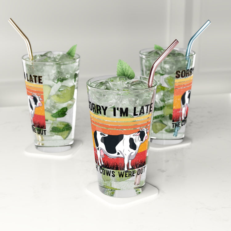 Beer Glass Pint 16oz   Hilarious Cows Livestock Farmers Manure Farms Enthusiast Humorous Farming Town