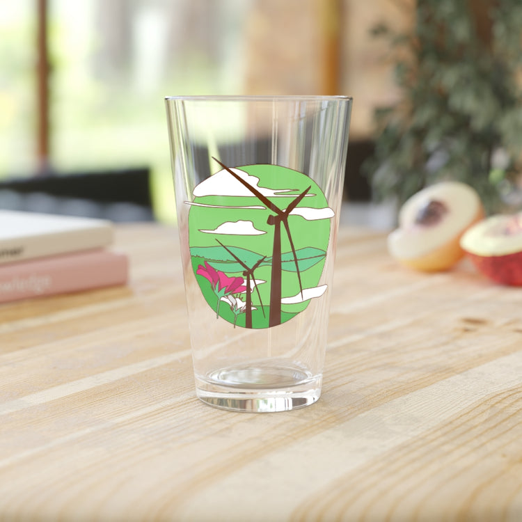 Beer Glass Pint 16oz  Humorous Renewable Windmill energy hydroelectric Enthusiast Hilarious Windmills